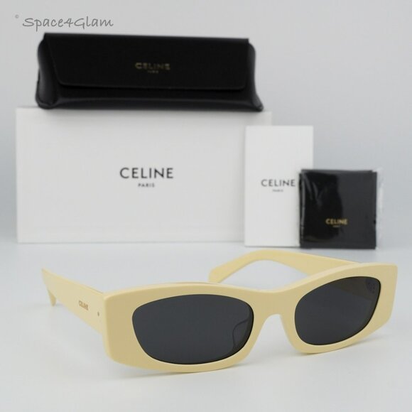 BRAND NEW Celine CL40245U 39A Solid Beige Smoke Geometric Unisex Sunglasses - Picture 1 of 9